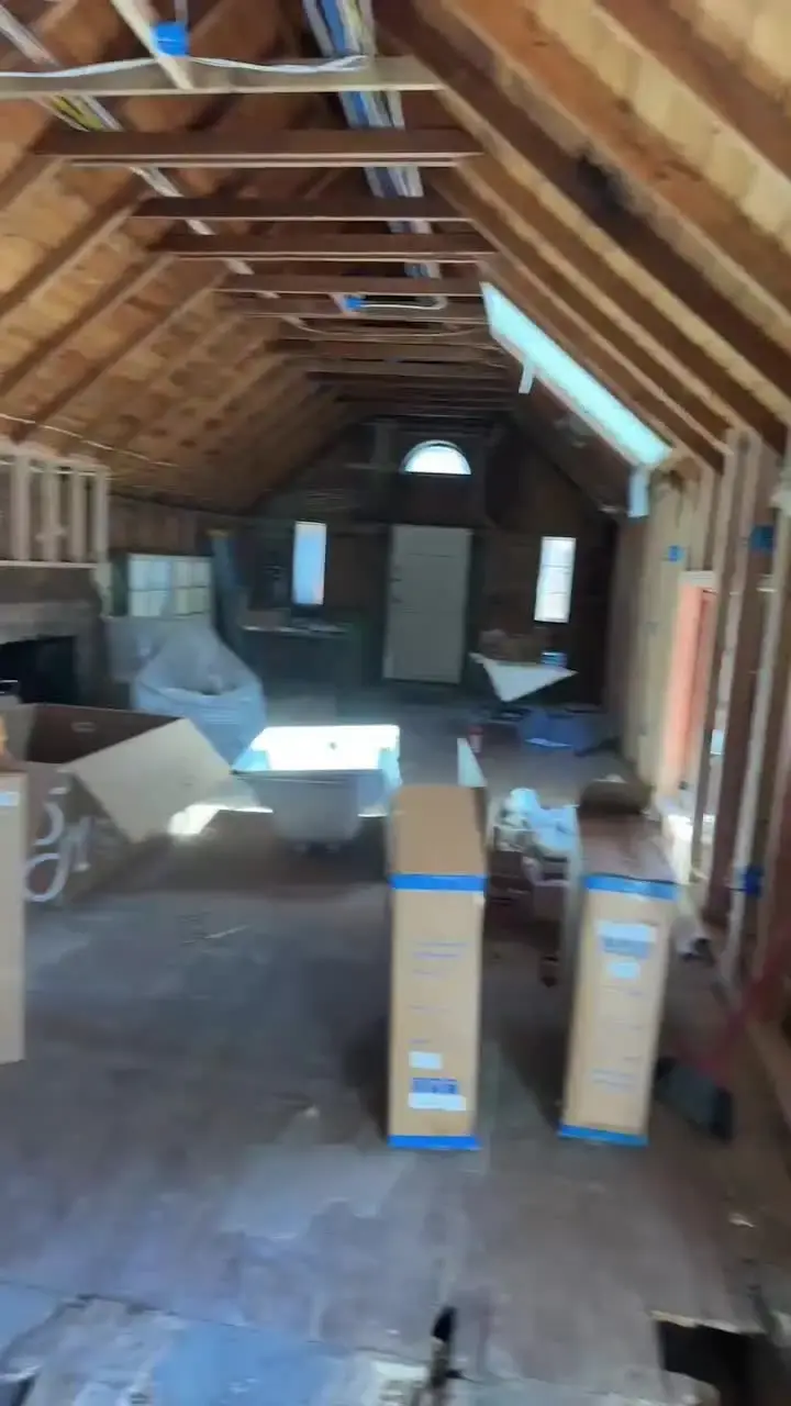 Attic renovation with new framing and windows video
